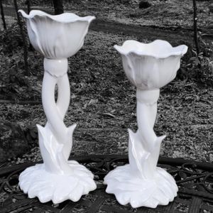 Vintage Figural Floral Candle Holder Pair